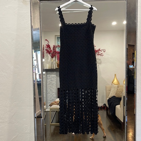 Just Me Dresses & Skirts - Black Sleeveless Circle Fringe Dress